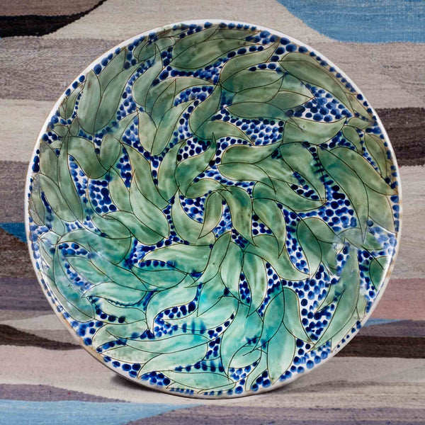 AQUAMARINE LEAVES PLATTER - pottery AQUAMARINE LEAVES PLATTER - pottery