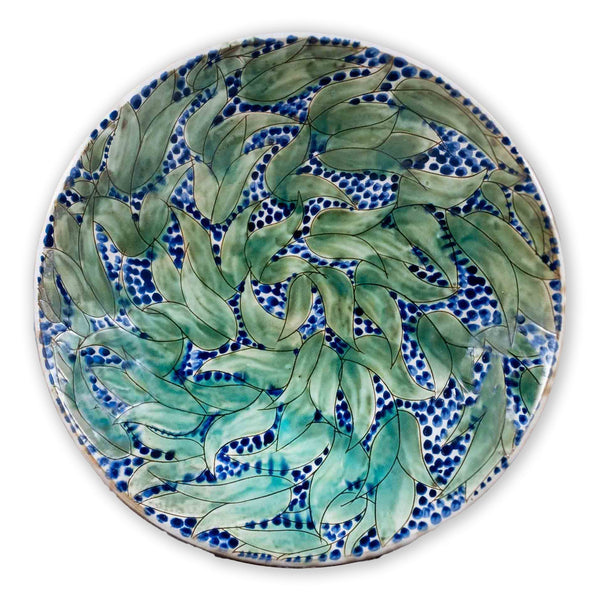 AQUAMARINE LEAVES PLATTER - Medium - pottery AQUAMARINE LEAVES PLATTER - Medium - pottery