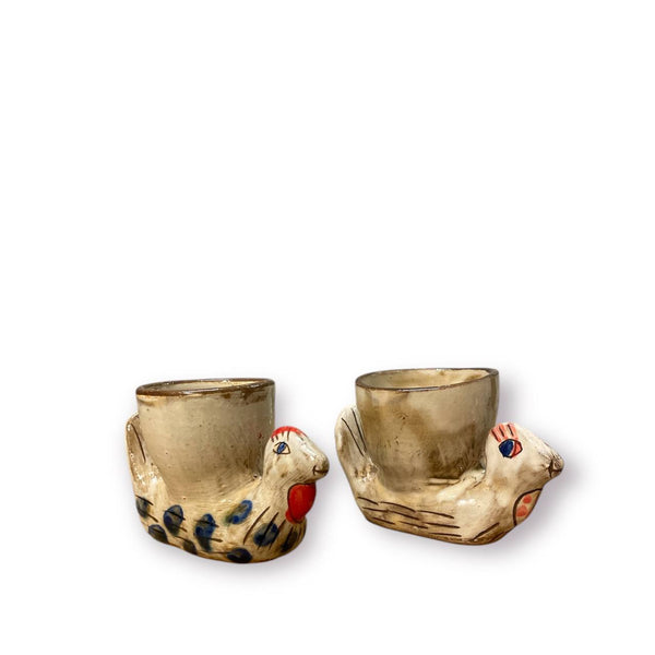 CHICKEN EGG CUP SET (Set of 2) - pottery CHICKEN EGG CUP SET (Set of 2) - pottery