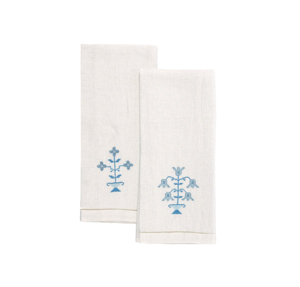 OTTOMAN VASE GUEST TOWEL (Set of 2) - blue - Towel OTTOMAN VASE GUEST TOWEL (Set of 2) - blue - Towel