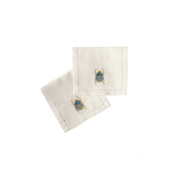 SCARAB COCKTAIL NAPKINS (Set of 6) - light blue - Napkin SCARAB COCKTAIL NAPKINS (Set of 6) - light blue - Napkin