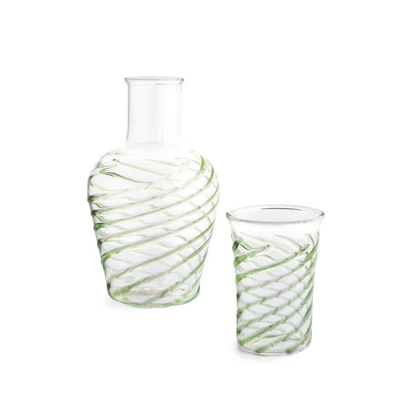 SWIRL CARAFE SET - Green - glass SWIRL CARAFE SET - Green - glass