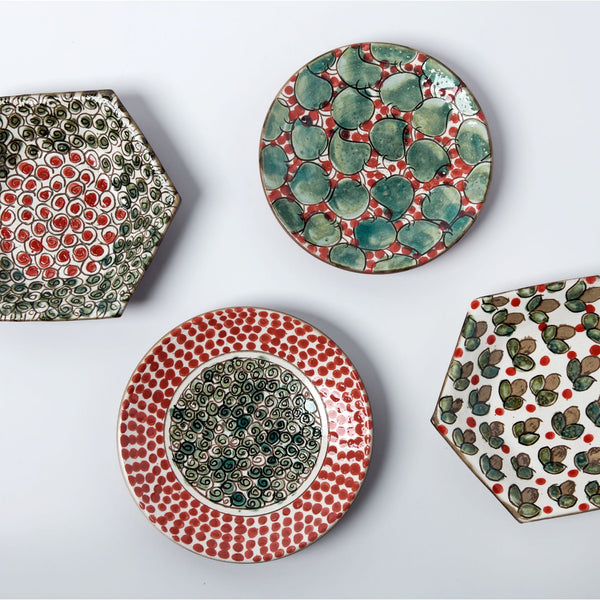 SWIRLY HEXAGON DESSERT PLATE - pottery SWIRLY HEXAGON DESSERT PLATE - pottery