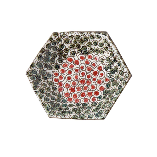 SWIRLY HEXAGON DESSERT PLATE - pottery SWIRLY HEXAGON DESSERT PLATE - pottery