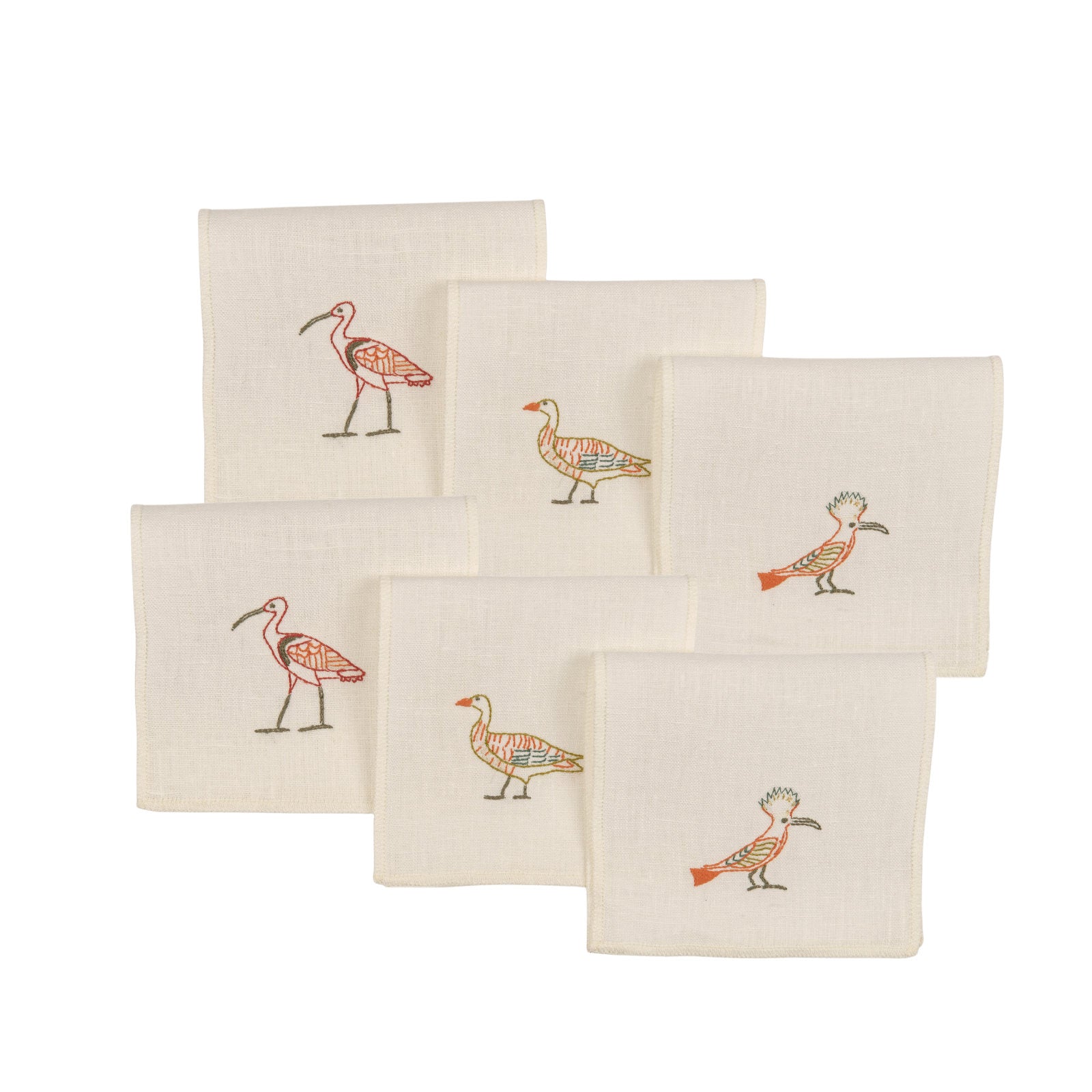 Reusable Napkins in Vibrant Birds, Set of 6