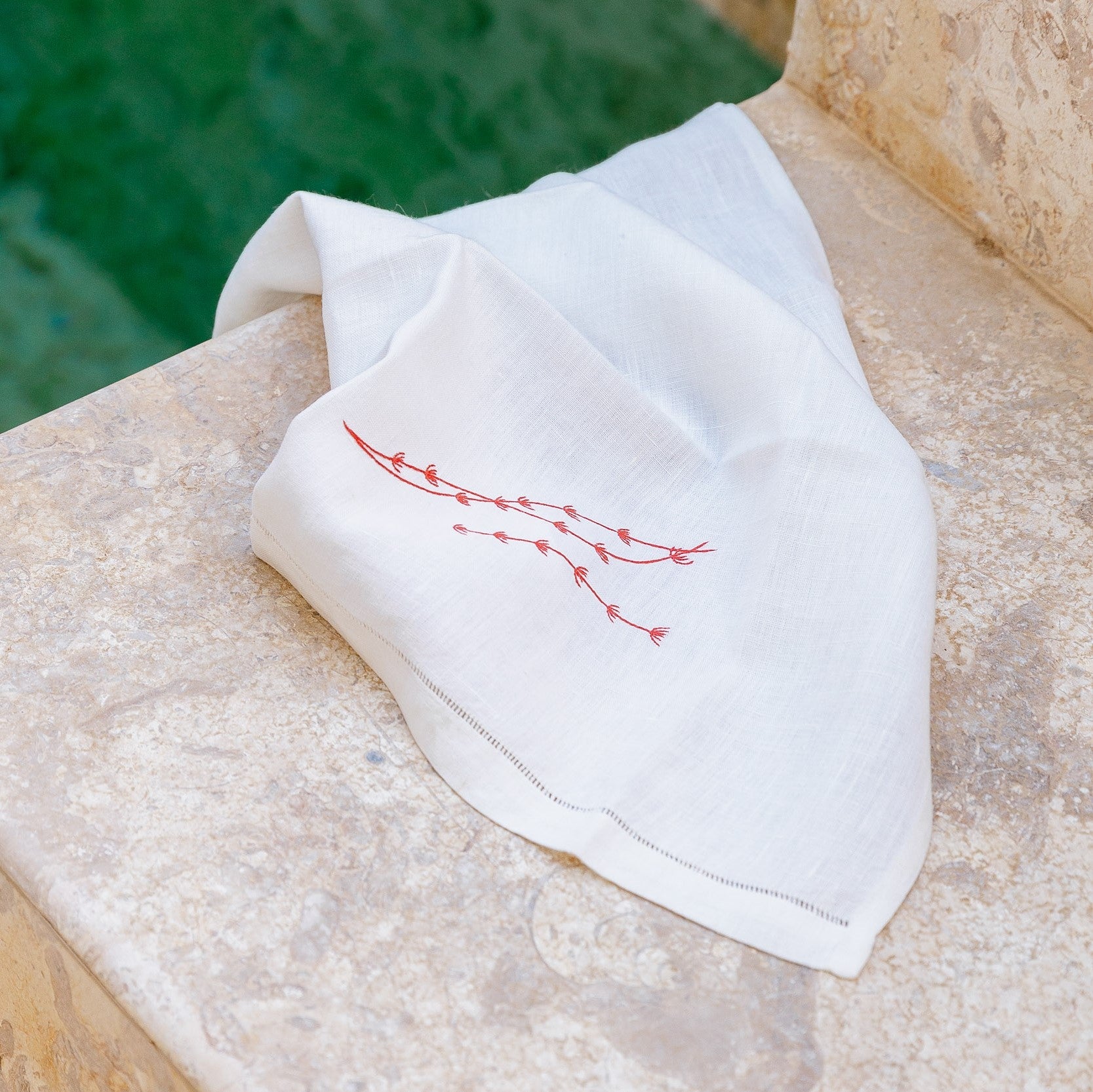 Fall Embroidered Linen Guest Towel