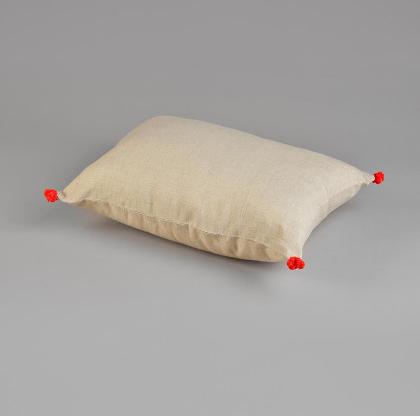 LINEN POMPOM CUSHION COVER - Cushion