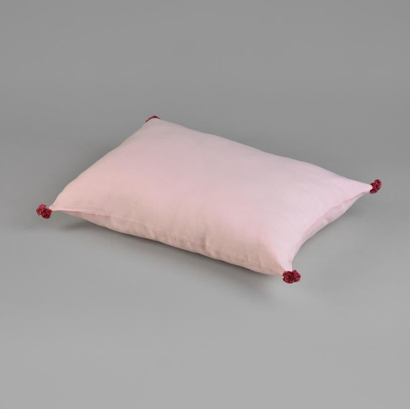 LINEN POMPOM CUSHION COVER - pink - Cushion