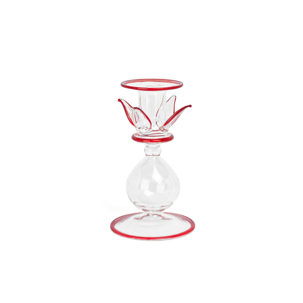 MORNING LOTUS LARGE CANDLEHOLDER - Red - glass