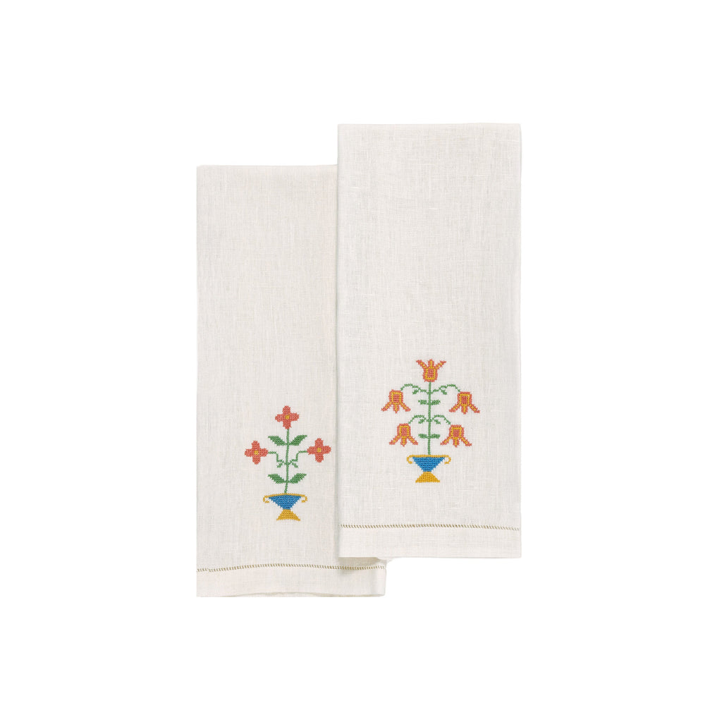 OTTOMAN VASE GUEST TOWEL (Set of 2) - coral - Towel