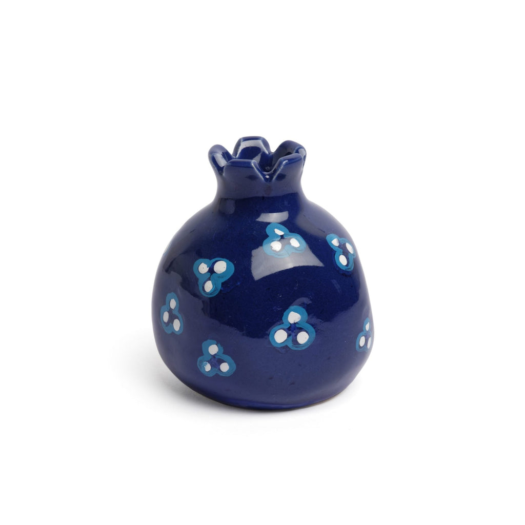 POMEGRANATE CANDLE HOLDER - blue - pottery