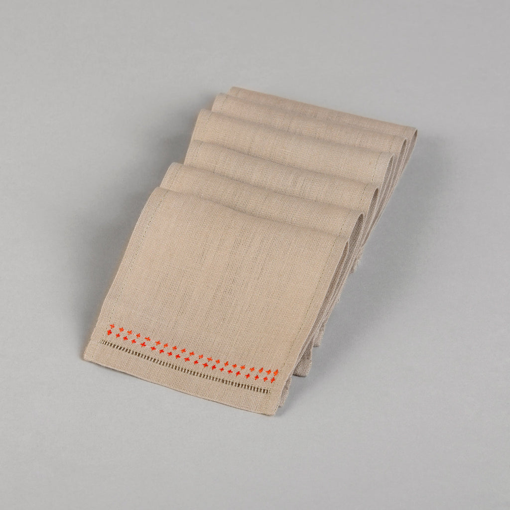 SHASHIKO LINEN COCKTAIL NAPKINS (Set of 6) - taupe / coral - Napkin