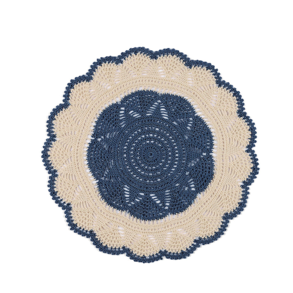 SILSILA ROUND PLACEMAT BICOLOR - Blue/Ecru - Placemats