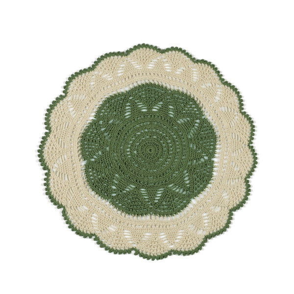 SILSILA ROUND PLACEMAT BICOLOR - Green/Ecru - Placemats