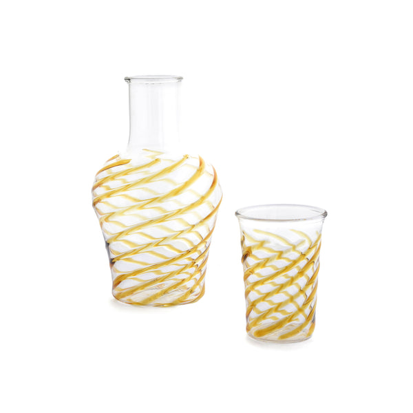 SWIRL CARAFE SET - Amber - glass