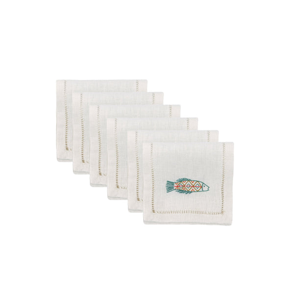 TILAPIA COCKTAIL NAPKINS (Set of 6) - aqua - Napkin