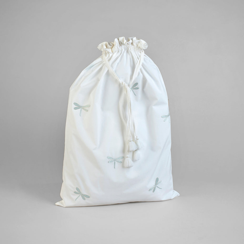 Beige Cotton Laundry Drawstring Bag