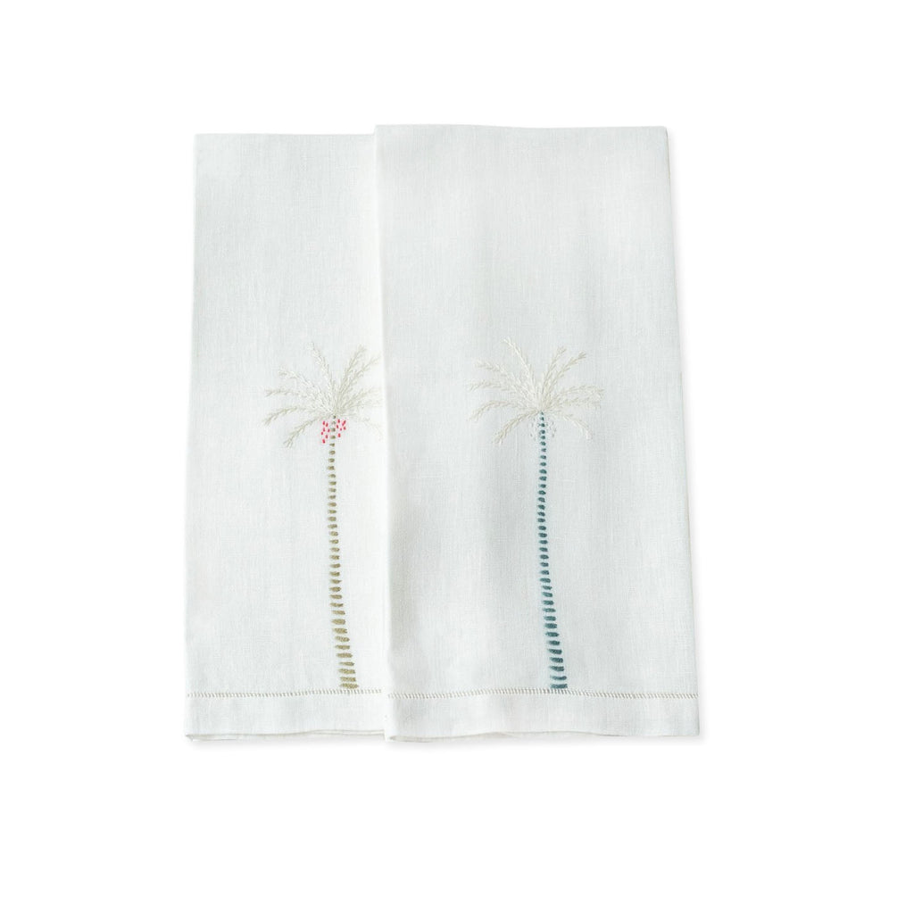 Linen Hemstitch Guest Hand Towel - Set of 2